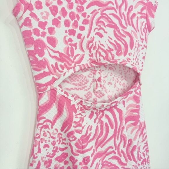 Lilly Pulitzer Raya Get Spotted Pink White Keyhole Back Cap Sleeve Mini Dress - Picture 13 of 16